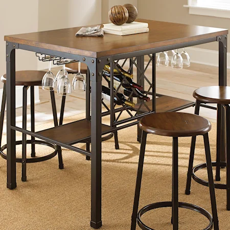 Rectangular Counter Table with Wine Storage